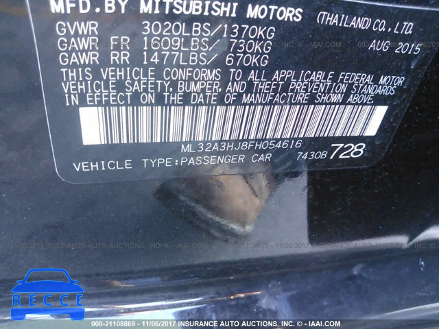 2015 Mitsubishi Mirage DE ML32A3HJ8FH054616 image 8