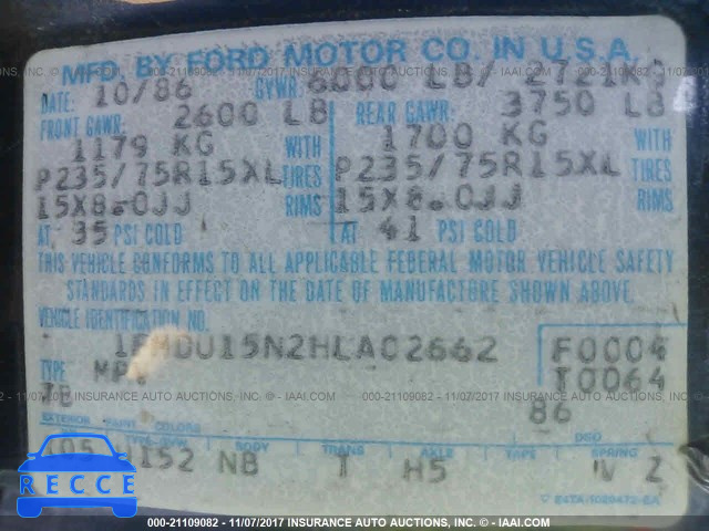1987 Ford Bronco U100 1FMDU15N2HLA02662 image 8