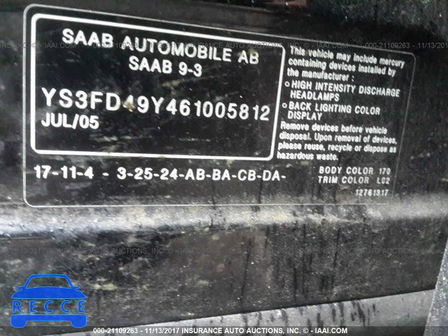 2006 Saab 9-3 YS3FD49Y461005812 image 8