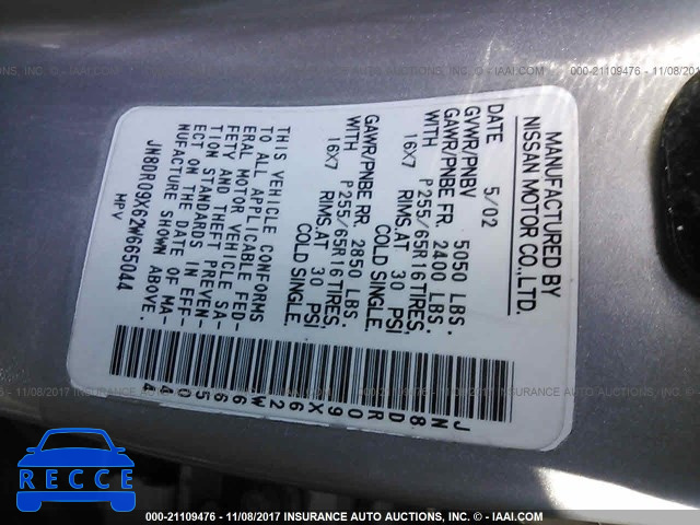 2002 Nissan Pathfinder LE/SE JN8DR09X62W665044 image 8