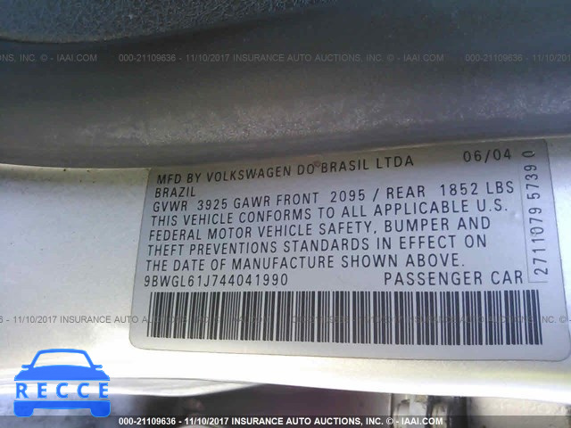 2004 Volkswagen Golf GLS 9BWGL61J744041990 image 8