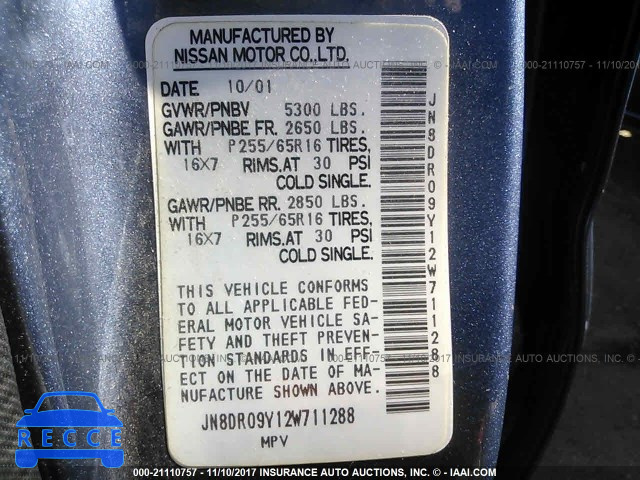 2002 Nissan Pathfinder LE/SE JN8DR09Y12W711288 image 8