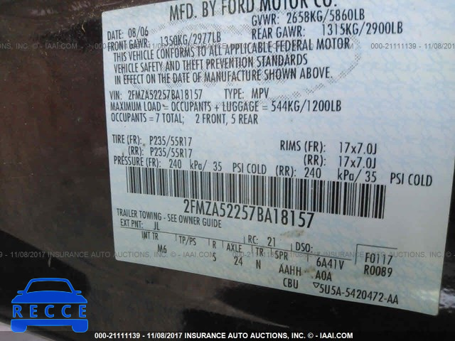 2007 Ford Freestar SEL 2FMZA52257BA18157 зображення 8