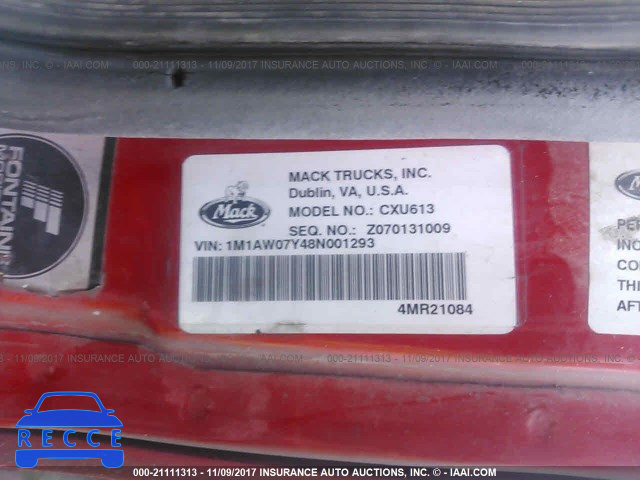 2008 MACK CXU613 CXU600 1M1AW07Y48N001293 image 9