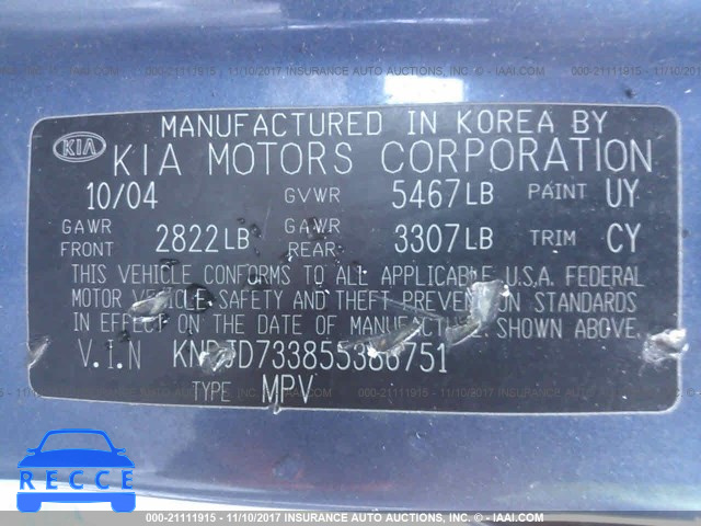 2005 KIA SORENTO EX/LX KNDJD733855386751 image 8
