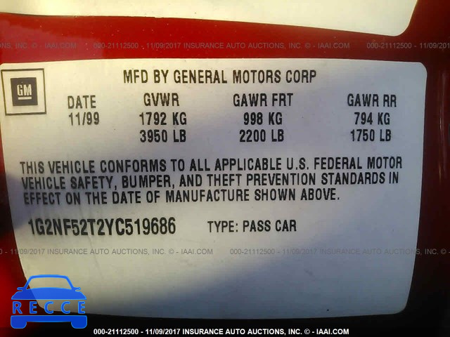 2000 Pontiac Grand Am SE1 1G2NF52T2YC519686 image 8