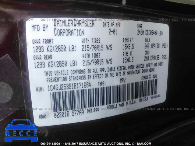 2001 Chrysler Voyager 1C4GJ25391B171684 image 8