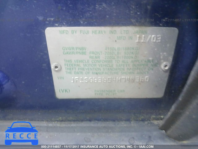 2004 Subaru Forester 2.5X JF1SG63654H744360 image 8