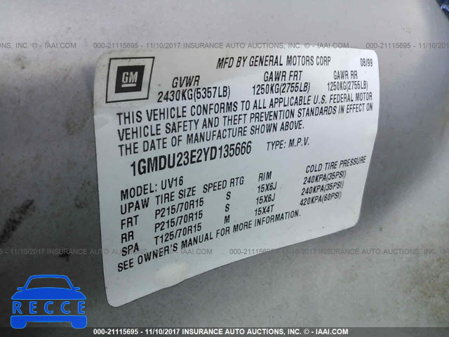 2000 Pontiac Montana ECONOMY 1GMDU23E2YD135666 image 8