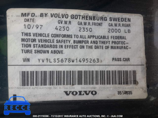 1998 Volvo S70 GLT YV1LS5678W1495263 image 8