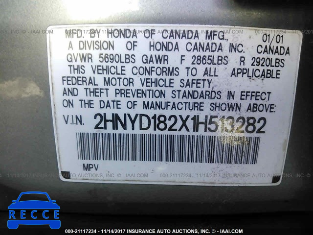 2001 ACURA MDX 2HNYD182X1H513282 image 8