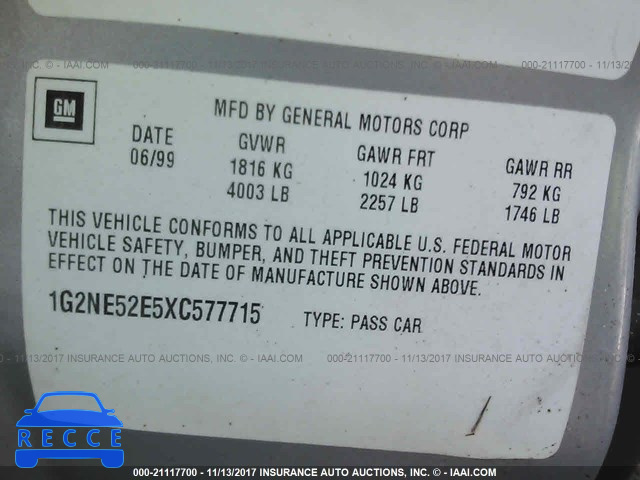 1999 Pontiac Grand Am SE 1G2NE52E5XC577715 image 8