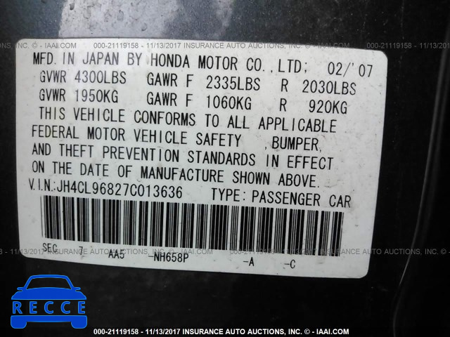 2007 Acura TSX JH4CL96827C013636 image 8