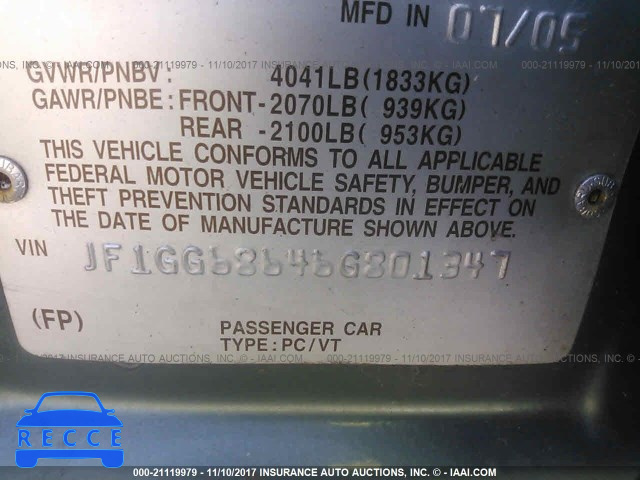 2006 SUBARU IMPREZA OUTBACK SPORT/OUTBACK SPC JF1GG68646G801347 image 8