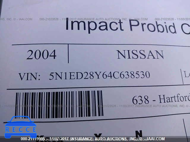 2004 Nissan Xterra XE/SE 5N1ED28Y64C638530 Bild 8