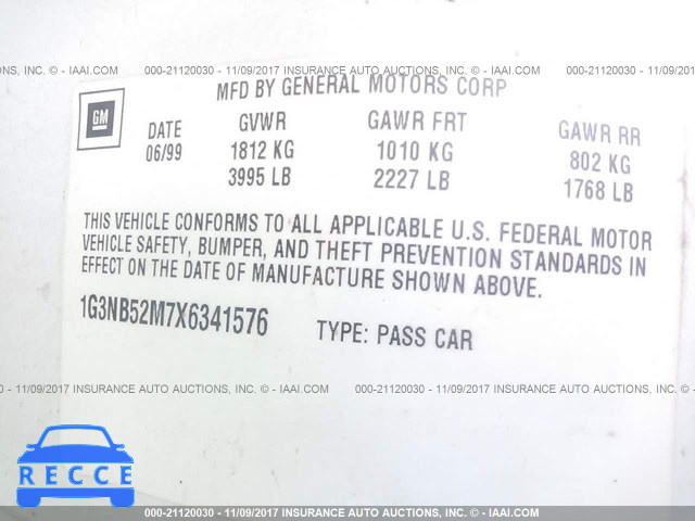 1999 Oldsmobile Cutlass GL 1G3NB52M7X6341576 Bild 8