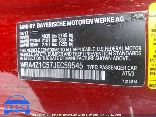 2018 BMW 430I WBA4Z1C57JEC59545 зображення 8