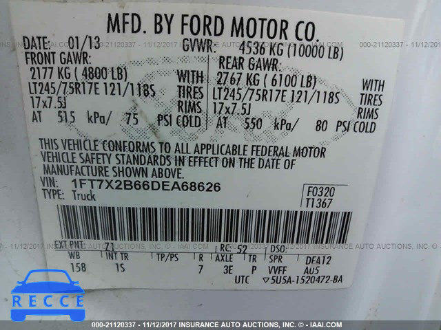 2013 Ford F250 SUPER DUTY 1FT7X2B66DEA68626 зображення 8