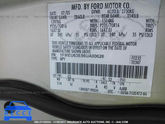 2006 Ford Explorer XLT 1FMEU63E56UA00626 зображення 8