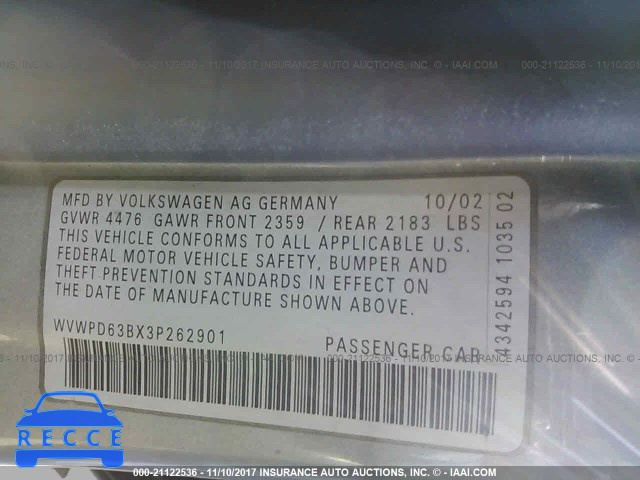 2003 Volkswagen Passat GLS WVWPD63BX3P262901 image 8