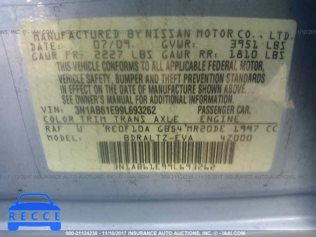 2009 Nissan Sentra 2.0/2.0S/2.0SL 3N1AB61E99L693262 image 8