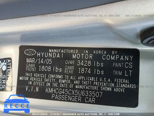 2005 Hyundai Accent GL KMHCG45CX5U633507 image 8