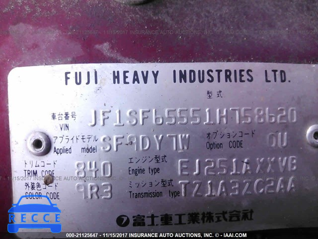 2001 Subaru Forester S JF1SF65551H758620 image 8
