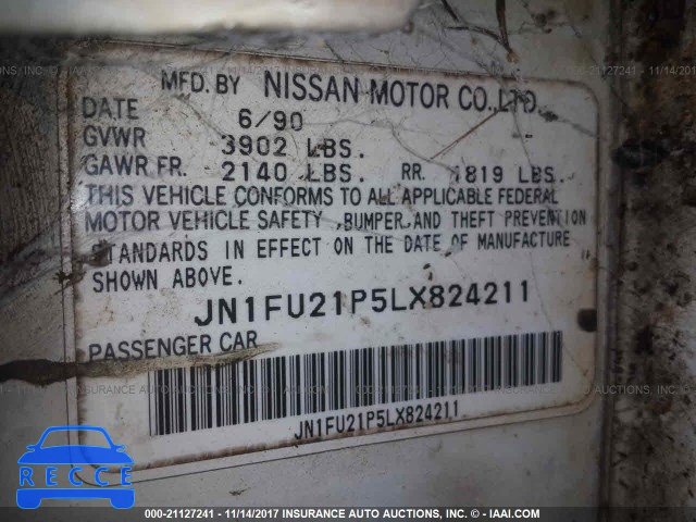 1990 Nissan Stanza JN1FU21P5LX824211 Bild 8