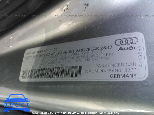 2004 Audi A8 L QUATTRO WAUML44E84N013977 зображення 8