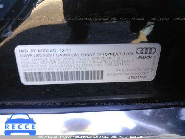 2012 Audi A8 L QUATTRO WAURVAFD8CN022387 image 8
