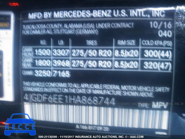 2017 MERCEDES-BENZ GLS 450 4MATIC 4JGDF6EE1HA868744 image 8