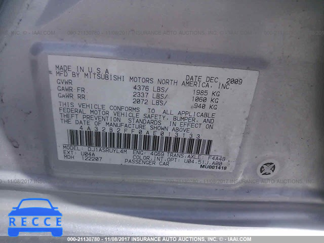 2010 Mitsubishi Galant 4A32B2FF0AE013133 image 8