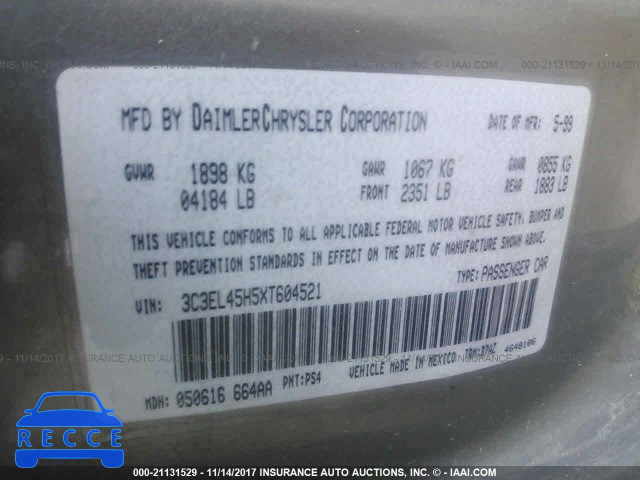 1999 Chrysler Sebring JX 3C3EL45H5XT604521 image 8