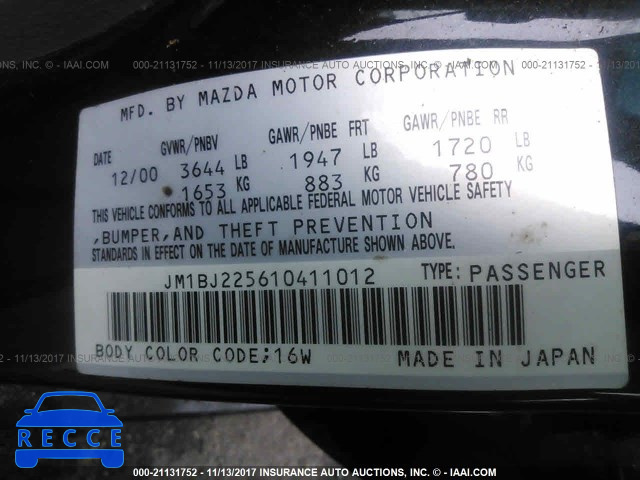 2001 Mazda Protege LX/ES JM1BJ225610411012 Bild 8