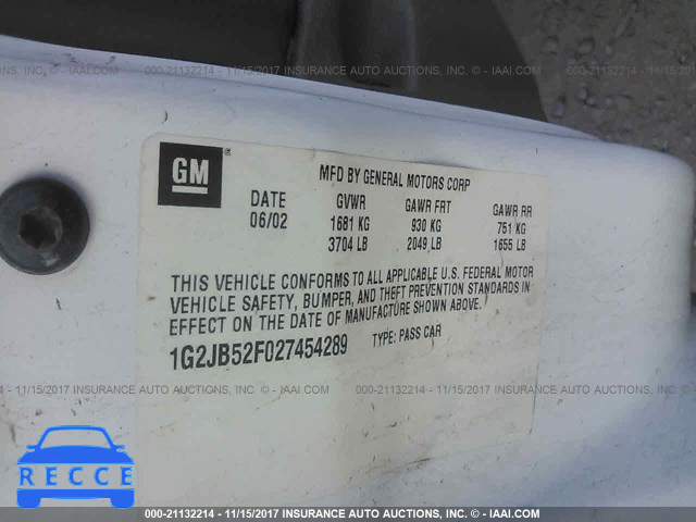 2002 Pontiac Sunfire SE 1G2JB52F027454289 image 8