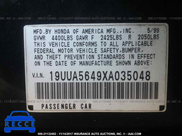 1999 Acura 3.2TL 19UUA5649XA035048 Bild 8