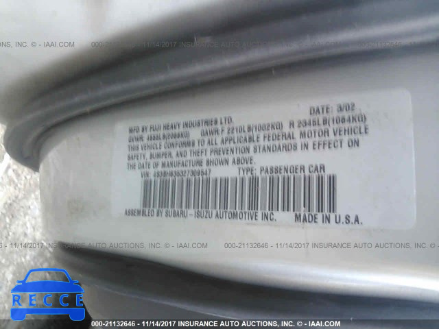 2002 Subaru Legacy L 4S3BH635327309547 image 8