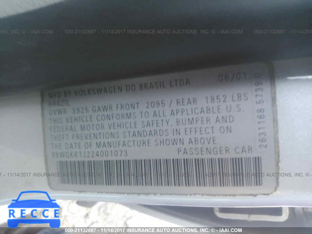 2002 VOLKSWAGEN GOLF GLS 9BWGK61J224001073 image 8