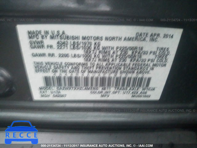2014 Mitsubishi Outlander Sport SE 4A4AR4AU4EE028163 image 8