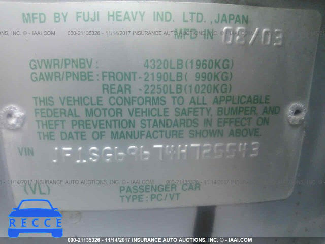 2004 Subaru Forester 2.5XT JF1SG69674H725543 image 8