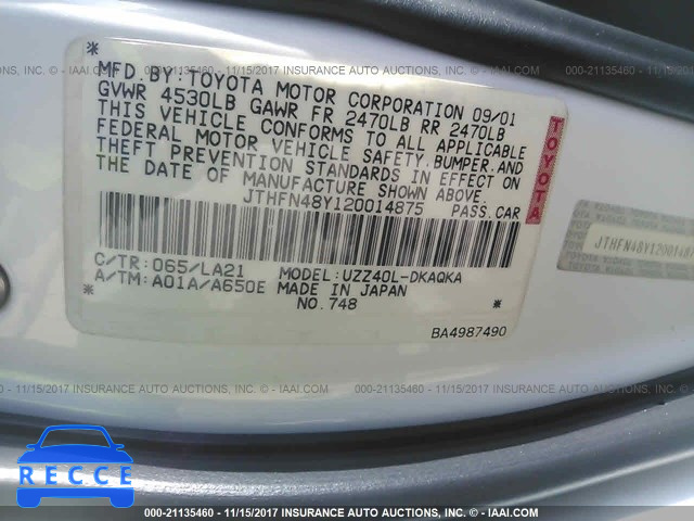 2002 Lexus SC 430 JTHFN48Y120014875 image 8