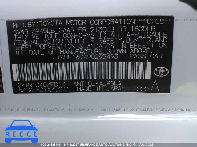 2009 Scion TC JTKDE167490295493 зображення 8
