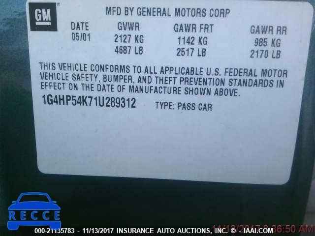 2001 Buick Lesabre CUSTOM 1G4HP54K71U289312 image 8
