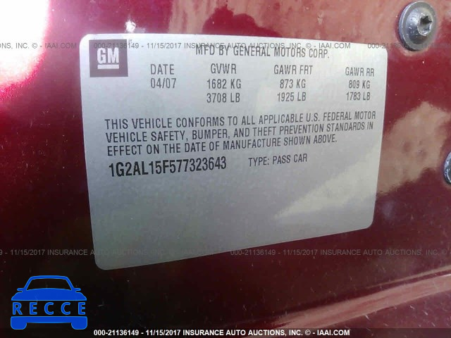 2007 Pontiac G5 1G2AL15F577323643 image 8