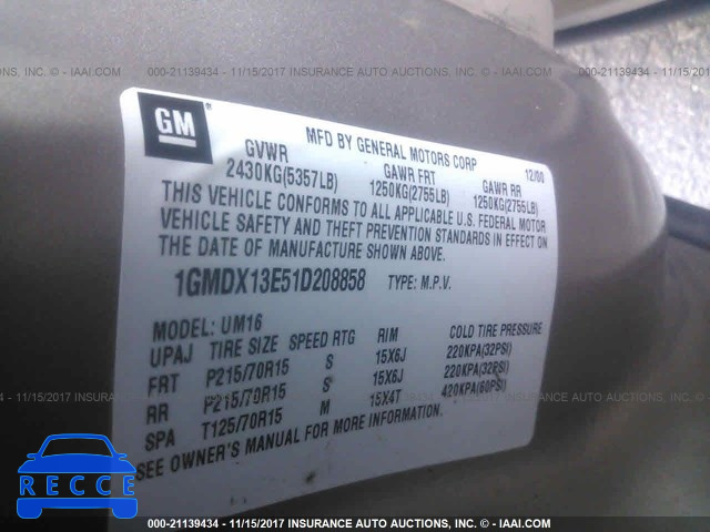 2001 Pontiac Montana LUXURY 1GMDX13E51D208858 image 8