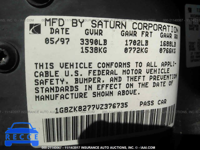 1997 SATURN SW2 1G8ZK8277VZ376735 image 8