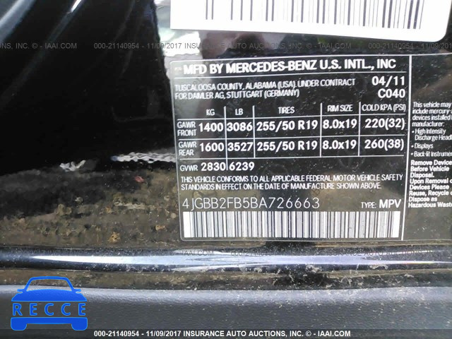 2011 Mercedes-benz ML 350 BLUETEC 4JGBB2FB5BA726663 image 8