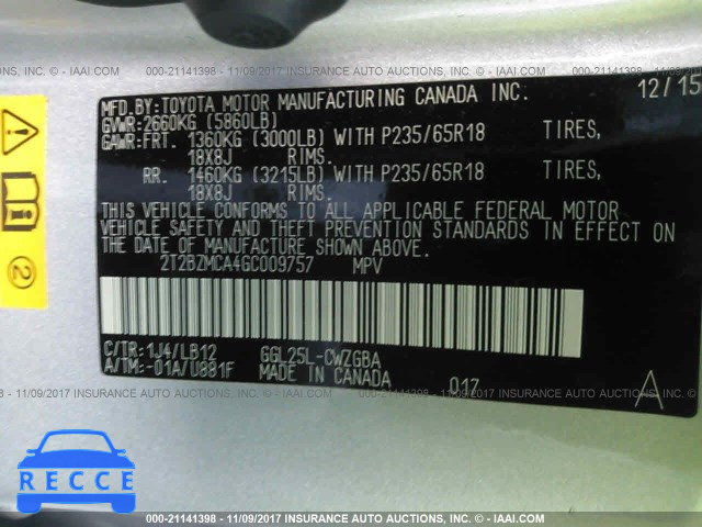 2016 Lexus RX 350 2T2BZMCA4GC009757 image 8