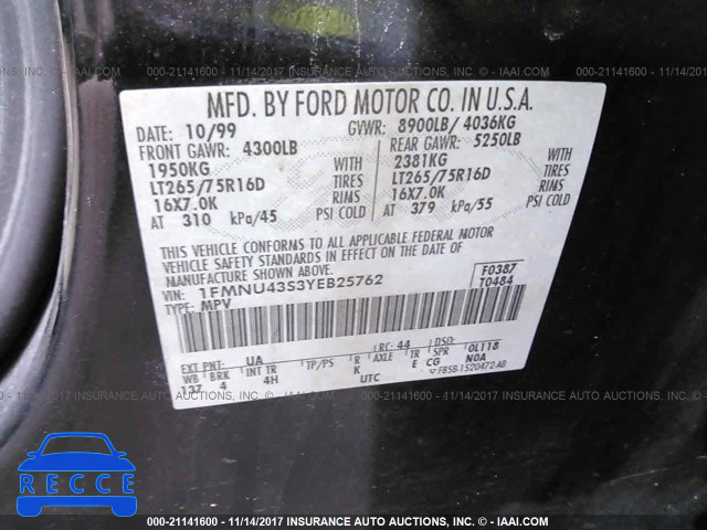 2000 Ford Excursion 1FMNU43S3YEB25762 image 8