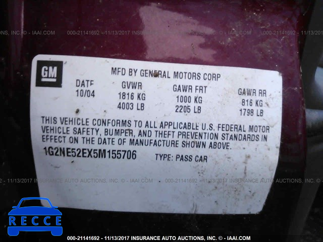 2005 Pontiac Grand Am SE 1G2NE52EX5M155706 image 8
